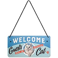 Nostalgic-Art- Cartel colgante retro- Animal Club – Welcome Cat – Idea de regalo para dueños de gatos- metálico- Diseño…